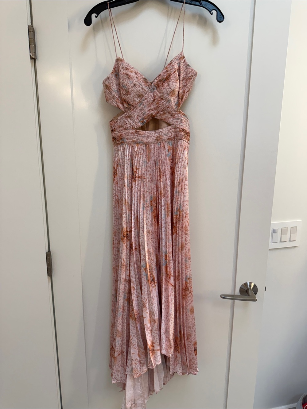 AMUR Blush Pink & Rust Floral High-Low Maxi Dress - 00